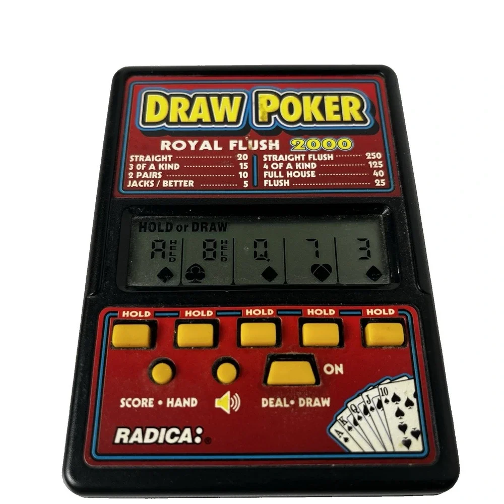 Vintage RADICA Draw Poker Royal Flush 2000 Handheld Electronic‎ Game Working